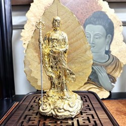 Tượng phật và lá bồ đề mạ vàng 24K
