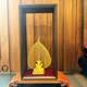 Tượng phật tọa thiền và lá bồ đề mạ vàng 24K (không bao gồm kỷ gỗ)