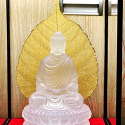 Tác phẩm nghệ thuật, quà tặng lưu niệm, phật ngọc và lá bồ đề mạ vàng